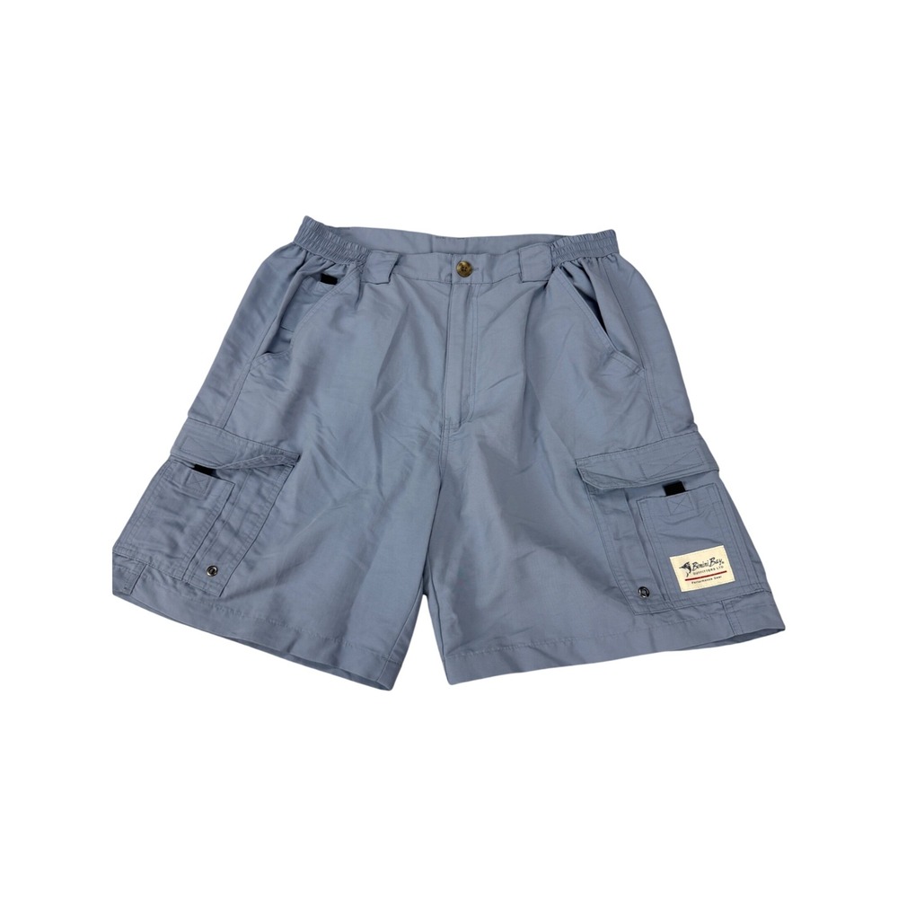 Bimini Bay Outfitters Mens Cargo Fishing Shorts Blue Gray Nylon Size 36